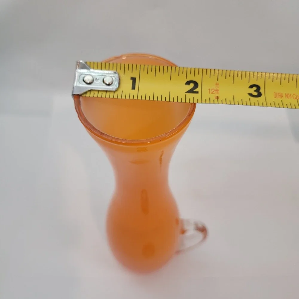 Vintage Blown Glass Pitcher Vase Orange Mid-Century Modern Cased Art Glass